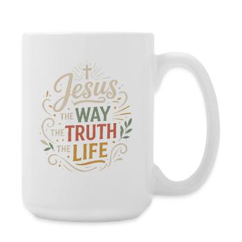 Jesus Bible Verse The Way The Truth Life - Large Mug 440 ml - white - Right