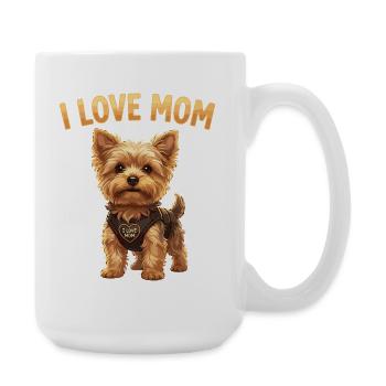 I Love Mom Yorkshire Terrier Design - Large Mug 440 ml - white - Right