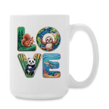 T-Shirt Panda Sloth Turtle Squirrel - Large Mug 440 ml - white - Right