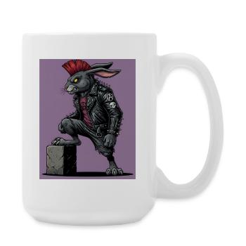 Heavy Metal Osterhase Rocker Ostern Hardcore Hase - Große Tasse 440 ml - Weiß - Rechts