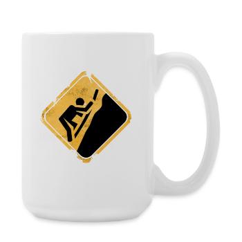 Yellow climbing symbol warning sign - Large Mug 440 ml - white - Right