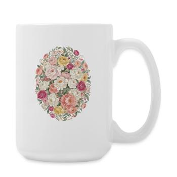 Pastel Blossom Oval Rose Bouquet - Large Mug 440 ml - white - Right