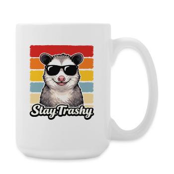 Stay Trashy Opossum Retro Funny Animal Shirt - Large Mug 440 ml - white - Right