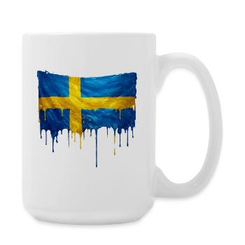 Schweden Flagge Tropfenkunst - Große Tasse 440 ml - Weiß - Rechts