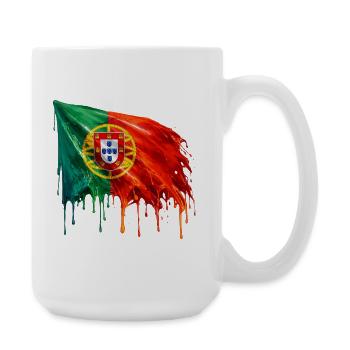 Portugal Flagge Farbenspritzer - Große Tasse 440 ml - Weiß - Rechts