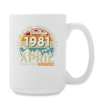 45. Geburtstag Geschenk Mann Original April 1981 - Große Tasse 440 ml - Weiß - Rechts