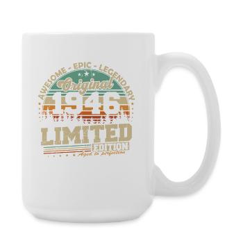 Cadeau d’anniversaire rétro vintage original de 1946 - Grande tasse 440 ml - blanc - Droite