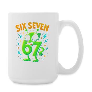 Six Seven 67 Italian Brainrot Alien Humor Funny - Large Mug 440 ml - white - Right