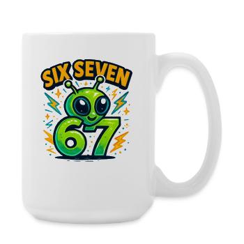 Six Seven 67 Italian Brainrot Alien Humor Funny - Large Mug 440 ml - white - Right