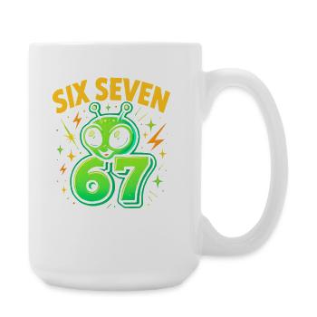 Six Seven 67 Italian Brainrot Alien Humor Funny - Large Mug 440 ml - white - Right