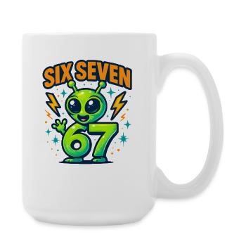 Six Seven 67 Italian Brainrot Alien Humor Funny - Large Mug 440 ml - white - Right