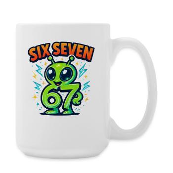 Six Seven 67 Italian Brainrot Alien Humor Funny - Large Mug 440 ml - white - Right