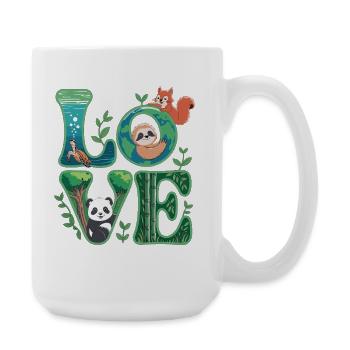 Nature Love Shirt with Panda Sloth - Large Mug 440 ml - white - Right