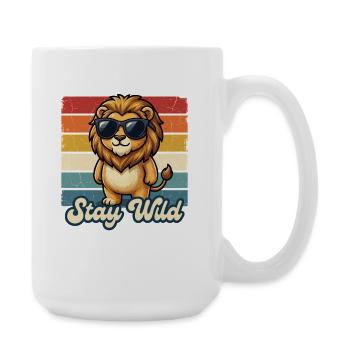 Löwe Stay Wild Kinder Shirt Lustig Geschenk - Große Tasse 440 ml - Weiß - Rechts