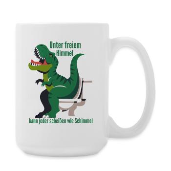 Dino auf Toilette im Freien - Große Tasse 440 ml - Weiß - Rechts