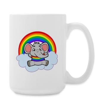 Bunte Baby Elefant Regenbogen Wolke - Große Tasse 440 ml - Weiß - Rechts