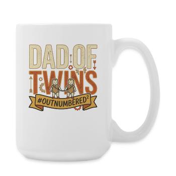 Dad of Twins Zwillinge Papa #Outnumbered - Große Tasse 440 ml - Weiß - Rechts