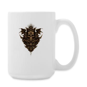 Gothic Skull with Dragons & Occult Symbols - Large Mug 440 ml - white - Right