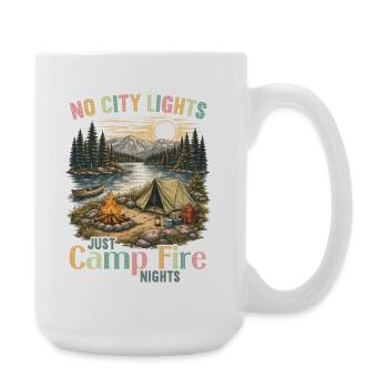 Camping Lagerfeuer Camper Outdoor Nature Berge - Große Tasse 440 ml - Weiß - Rechts
