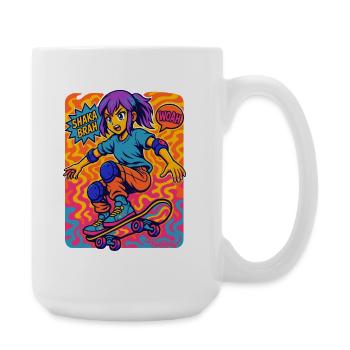 Shaka Brah Skater Pop Art - Große Tasse 440 ml - Weiß - Rechts