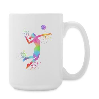 Volleyball Mädchen Volleyballerin Beachvolleyball - Große Tasse 440 ml - Weiß - Rechts