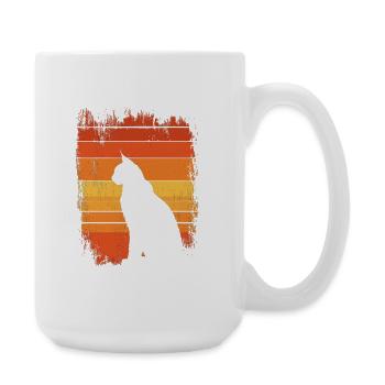 Luchs Katze Retro Wildkatze Design Naturfreund - Große Tasse 440 ml - Weiß - Rechts
