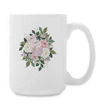 Pastel Roses Bouquets - Large Mug 440 ml - white - Right