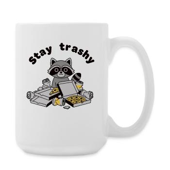 Stay Trashy Raccoon Pizza Trash Panda - Large Mug 440 ml - white - Right