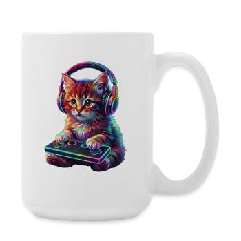 Gamer, Gaming, Video Gamer, Zocker, Katze - Große Tasse 440 ml - Weiß - Rechts