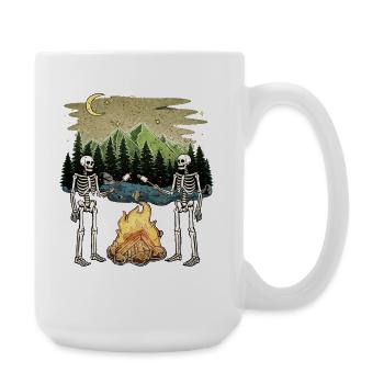 Skeleton Campfire Night Marshmallow Camping Camp - Große Tasse 440 ml - Weiß - Rechts