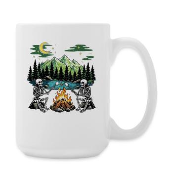 Skeleton Campfire Night Marshmallow Camping Camp - Große Tasse 440 ml - Weiß - Rechts