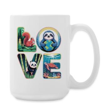 LOVE Nature Animals Panda Sloth Turtle - Large Mug 440 ml - white - Right