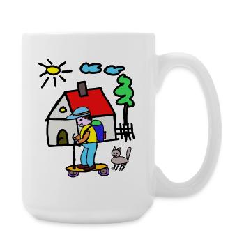 Kleines Haus Abenteuer Skateboard - Große Tasse 440 ml - Weiß - Rechts
