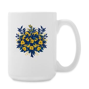 Motif de cercle floral bleu or - Grande tasse 440 ml - blanc - Droite