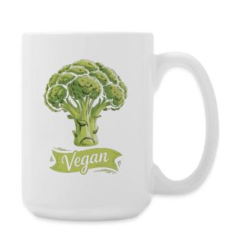 Vegan T-Shirt Broccoli Vegetable Nutrition Shirt - Large Mug 440 ml - white - Right