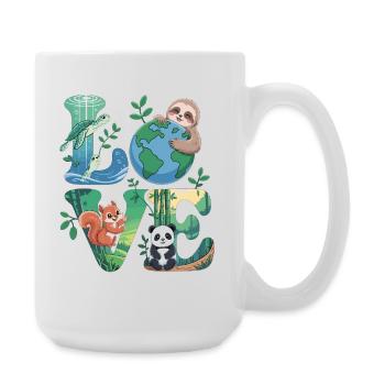 Nature Love Shirt Panda Sloth Turtle - Large Mug 440 ml - white - Right