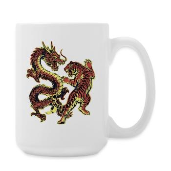 Dragon et Chinois Tigre - Grande tasse 440 ml - blanc - Droite