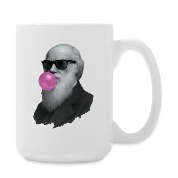 Charles Darwin mit Kaugummi und Sonnenbrille - Große Tasse 440 ml - Weiß - Rechts