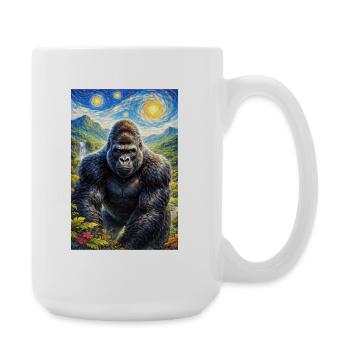 Gorilla in the Starry Night Jungle - Large Mug 440 ml - white - Right