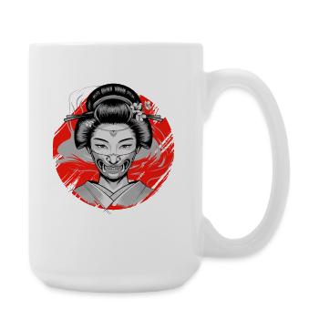 Japanese Geisha Oni Mask Demonic Yokai - Large Mug 440 ml - white - Right