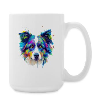 Bunte Australian Shepherd-Kunst - Große Tasse 440 ml - Weiß - Rechts
