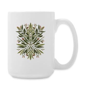 Feuilles Mandala Vert - Grande tasse 440 ml - blanc - Droite