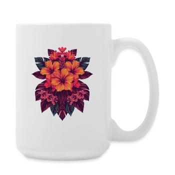 Tropische Hibiskus-Blumenpracht - Große Tasse 440 ml - Weiß - Rechts