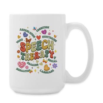 Speech Therapy Groovy SLP Therapist Retro Vintage - Large Mug 440 ml - white - Right