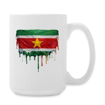 Suriname Flag Drop Art - Large Mug 440 ml - white - Right