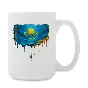 Kasachstan Flagge Tropfenkunst - Große Tasse 440 ml - Weiß - Rechts