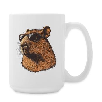 Capybara mit Sonnenbrillen – Retro Cartoon - Große Tasse 440 ml - Weiß - Rechts