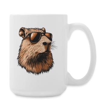Capybara with sunglasses - Large Mug 440 ml - white - Right