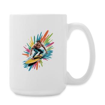 Bunter Surfer Wasserfarben Spritzer Graffiti - Große Tasse 440 ml - Weiß - Rechts
