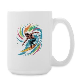 Bunter Surfer Wasserfarben Spritzer Graffiti - Große Tasse 440 ml - Weiß - Rechts